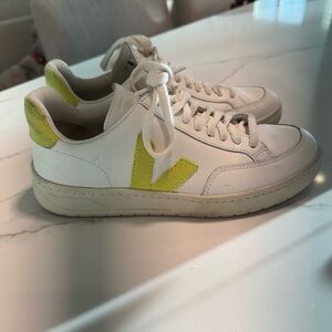 Veja Women's White and Lime Sneakers
